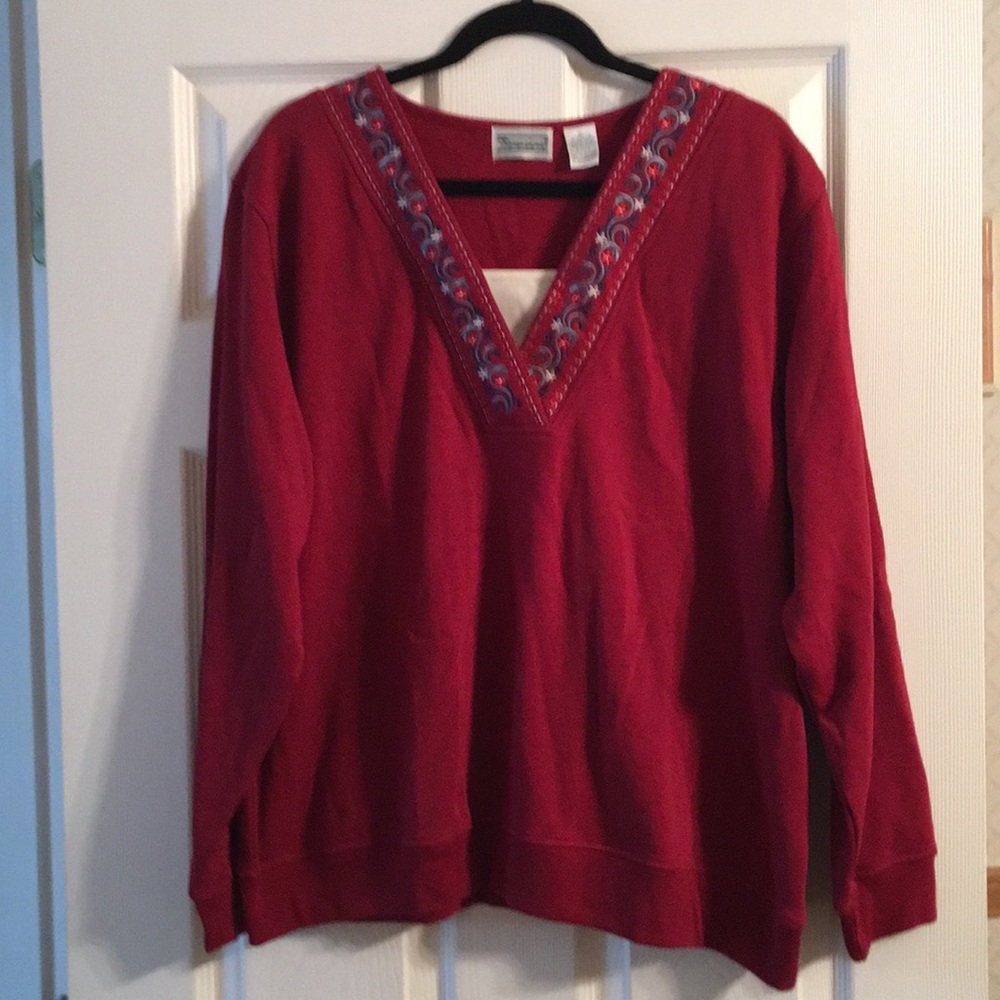 Shenanigan XL embroidered V Neck sweatshirt